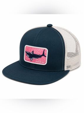 Properly Tied Youth Shark Patch Trucker Hat Flat Bill Snapback Fishing Cap